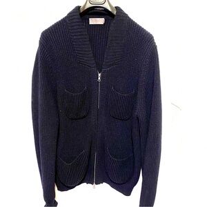 Vince men’s L/XL dark navy chunky knit cardigan.